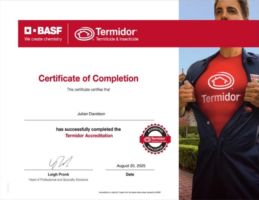 Termidor accreditation certificate